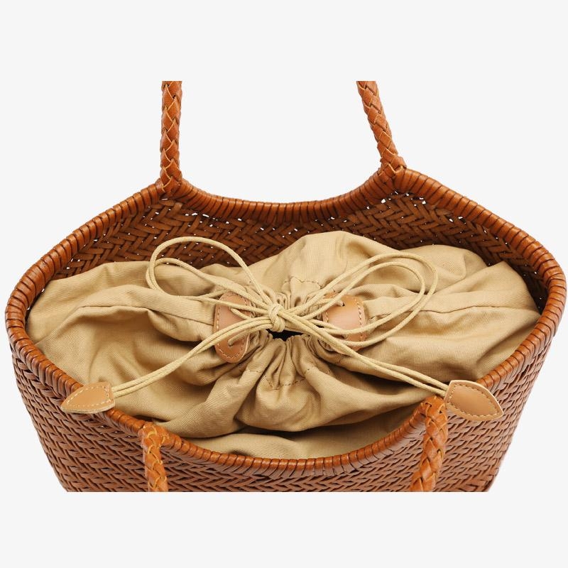 Bolsas tote de gran tamaño con monedero de cuero tejido de verano café