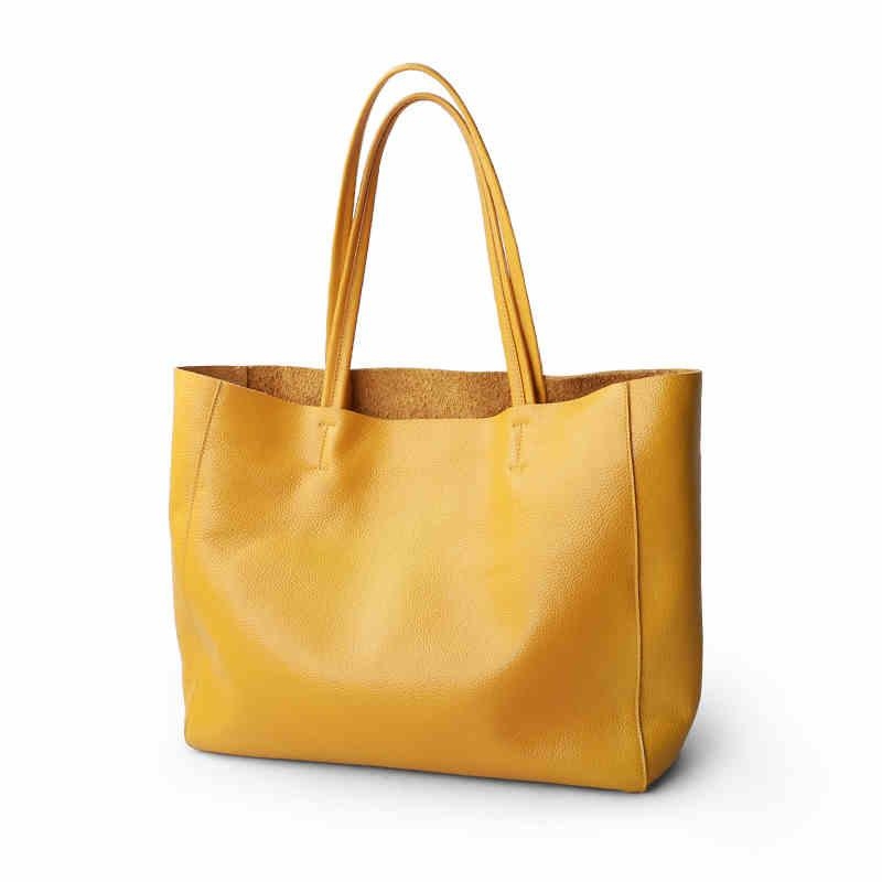 Comprar un bolso tote de cuero suave horizontal amarillo