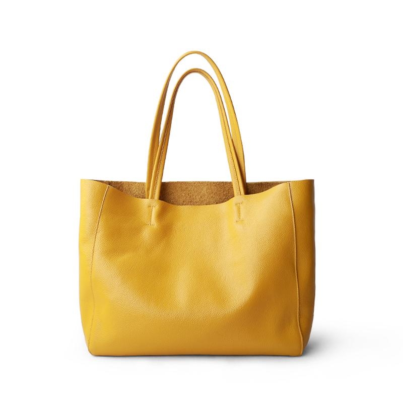 Comprar un bolso tote de cuero suave horizontal amarillo