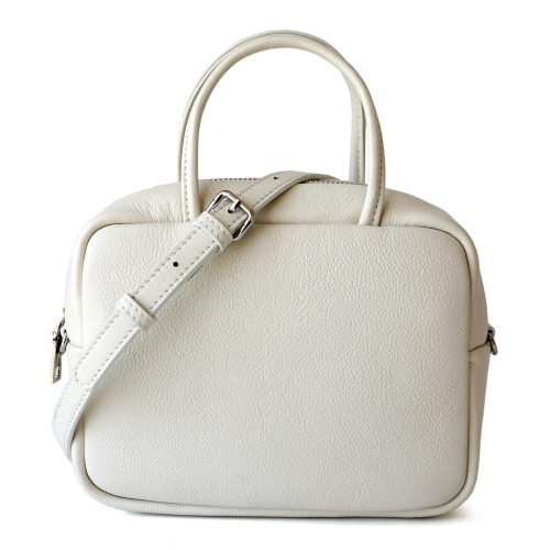 White Genuine Leather Square Handbags Crossbody Top Handle Bags
