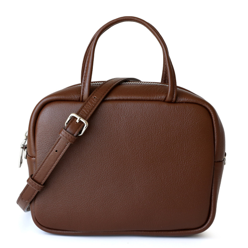 Brown Genuine Leather Square Handbags Crossbody Top Handle Bags