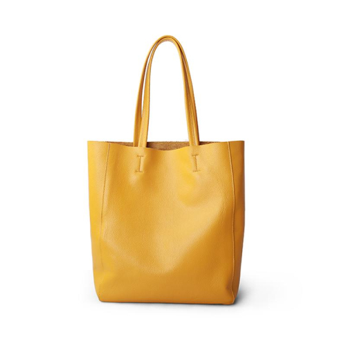 Comprar un bolso tote vertical de cuero suave amarillo