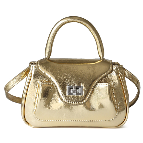 Golden Oil Leather Crossbody Small Handbags Metallic Dresses Bags
