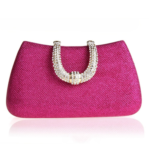 Bolsos de noche de lujo con diamantes de imitación de color rosa intenso